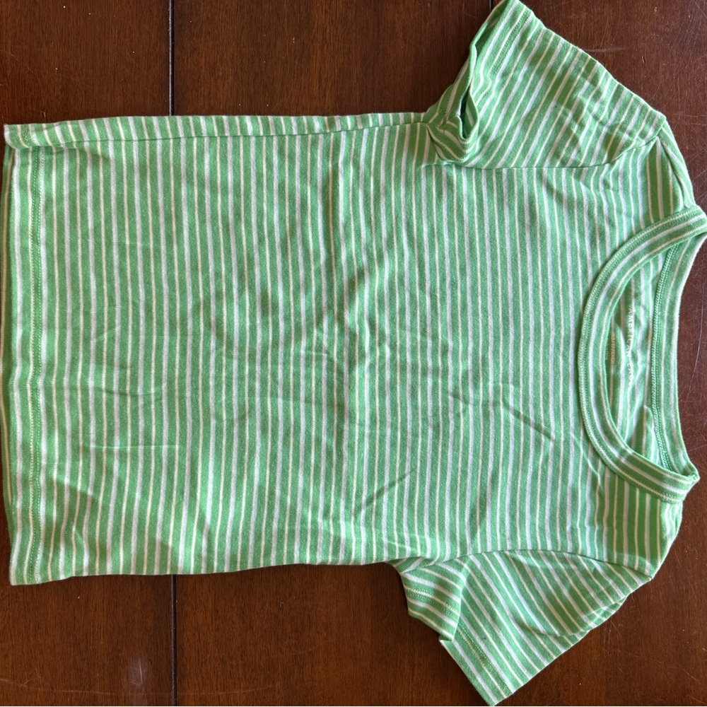 American Eagle Outfitters Green and White Striped Short Sleeve Tee